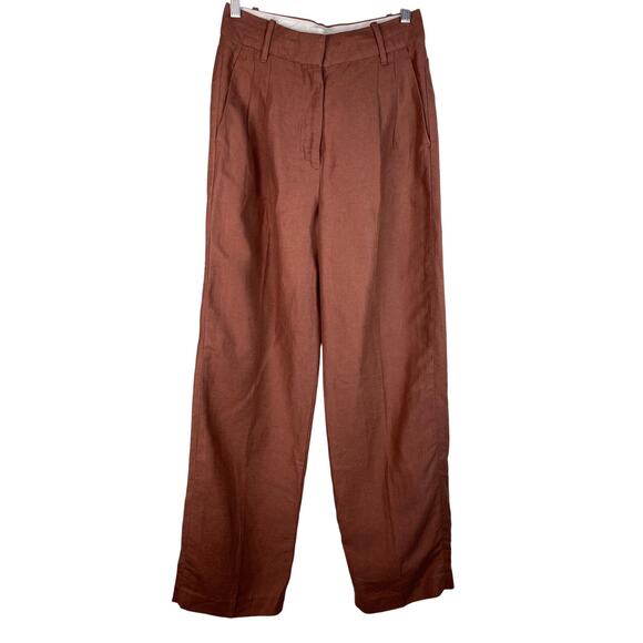Wilfred The Effortless Pant Women's Size 4 Brown Pleated Front Wide Leg Trousers - Picture 1 of 9